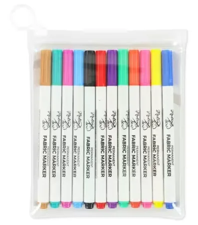 Permanent Fabric Markers - 12 Colors - Checkers