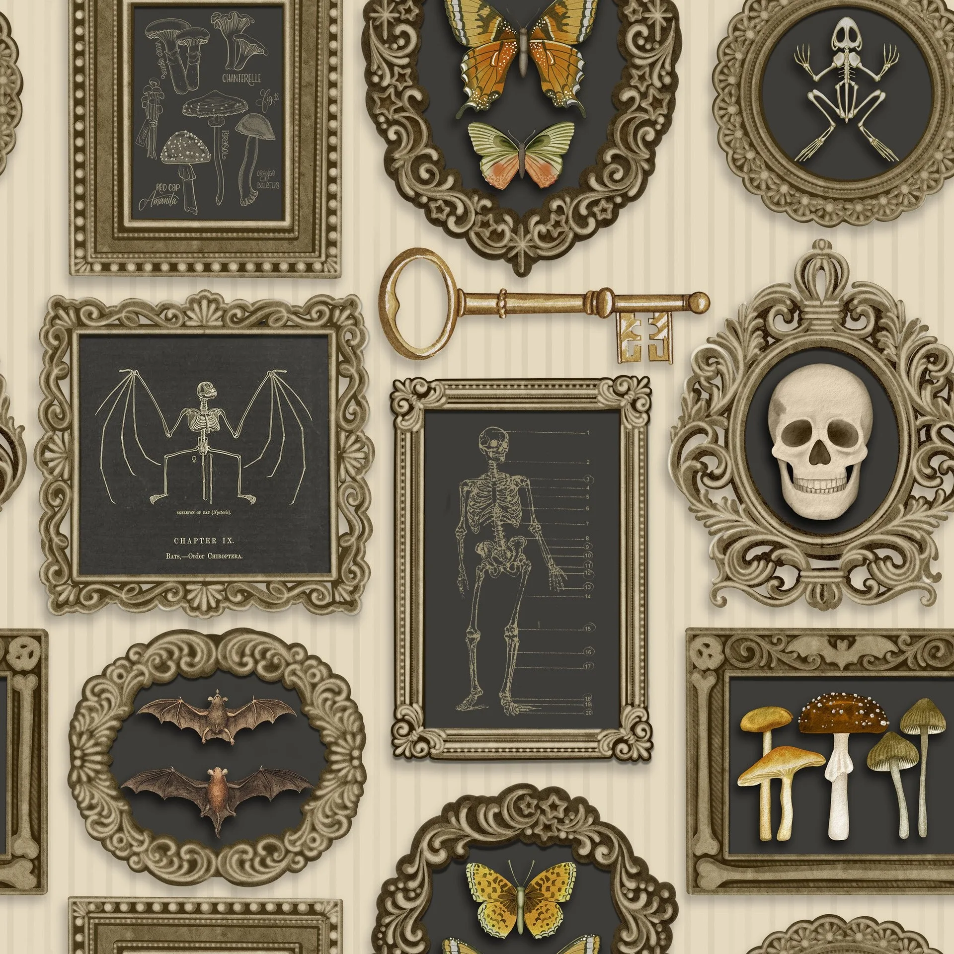 Gallery Wall - Cream - Dark Academia - White Owl Textiles