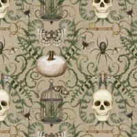 Damask - Tan - Dark Academia - White Owl Textiles