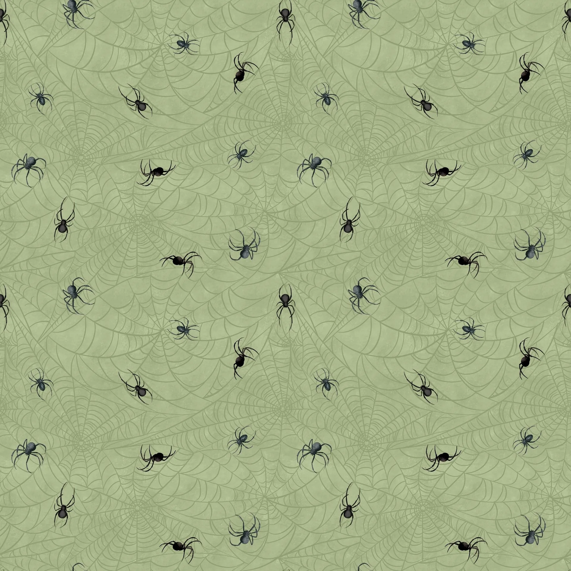 Spiders - Sage - Dark Academia - White Owl Textiles