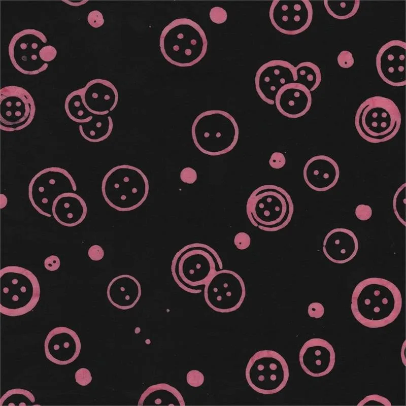 Sew Playful - Buttons - Black/Pink - Batik